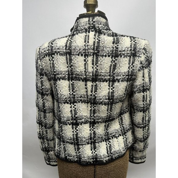 Chicos Classy Wool Blend Short Jacket Womens Black/White SZ 0 Very Gd Condition - Picture 12 of 12
